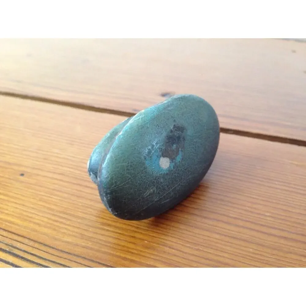 Vintage Antique Oval Turquoise Painted Wood Knob Cabinet Drawer Pull 3.5-5cm